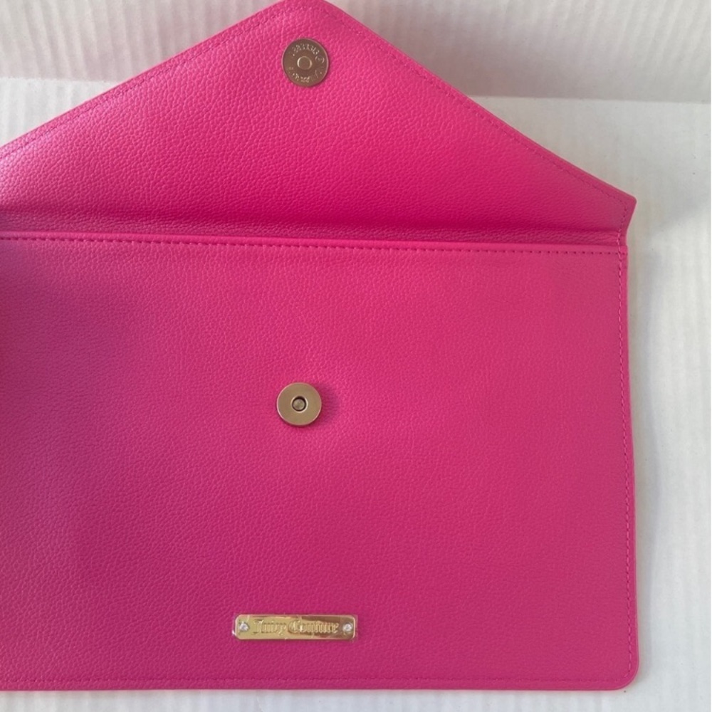 Juicy Couture Fuchsia Studded Envelope Clutch Hot Pink Gold Stud Wallet Purse - Picture 5 of 10